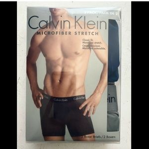 Calvin Klein Microfiber Stretch 2 Pack Blue Grey Boxer Brief Underwear NP1908O